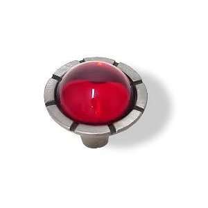 Ruby Gem Lilly With Lines & Brushed Satin Pewter Glass Knob LQ PBF292Y 