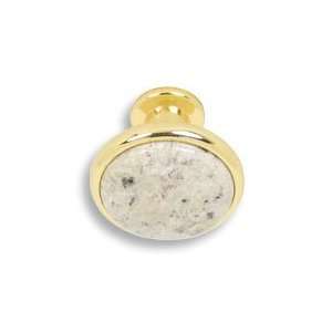  #120 CKP Brand Granite Knob Kashmire White, Polished Brass 