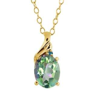 31 Ct Oval Cassiopeia Mystic Topaz Diamond Yellow Gold Plated Silver 
