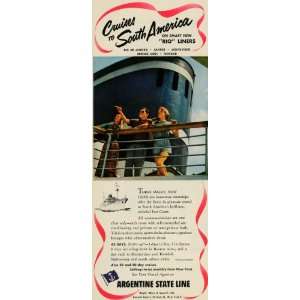  1952 Ad Argentine State Line South America Cruise Rio 