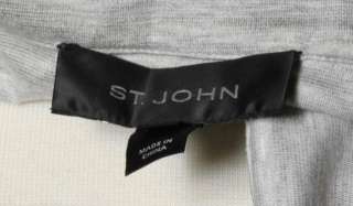 St. John Heather Grey Sport Medium Draw String Zippered Womens Top 