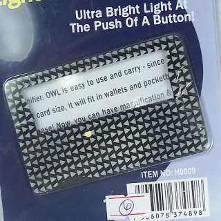 Wallet Credit Card Size LED Light Optical Magnifier New  