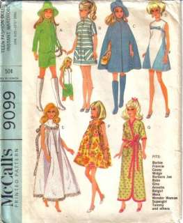 OOP McCalls Sewing Pattern 11 1/2 Fashion Doll Teen Wardrobe Clothes 