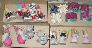vtg lot paper cardboard glitter mica pinecone putz angel gnome stars 