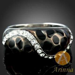 Arinna spot white gold GP swarovski Crystal finger Ring  