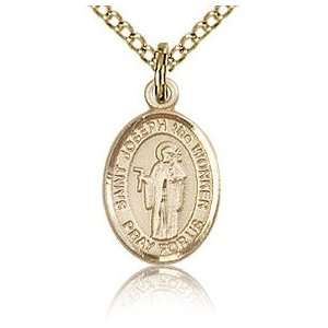  Gold Filled 1/2in St Joseph the Worker Charm & 18in Chain 