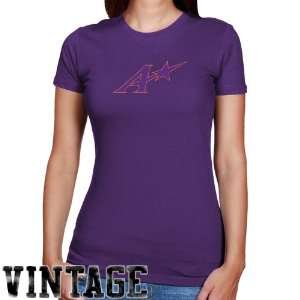   Purple Aces Ladies Purple Distressed Logo Vintage Slim Fit T shirt
