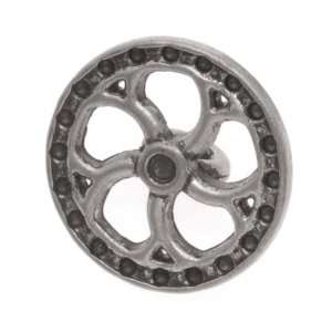  Antiqued Silver Plated Steampunk Art Deco Wheel Button 