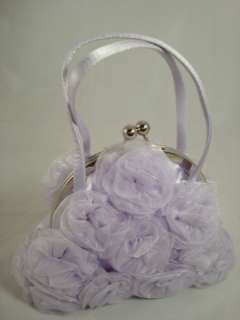 NWT $35 Lilac Organza Roses Prom Evening Purse Handbag  