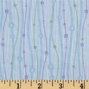  44 Wide Building Blocks Squiggly Lines Light Blue Fabric 