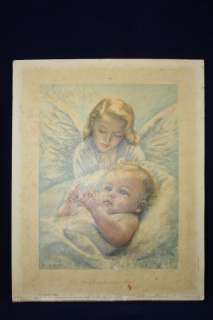   Guardian Angel Baby Print By ERNA KASABACH ~ Litho In USA K 17  