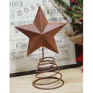   Rusted Primitive Star Tree Topper with Springy Base