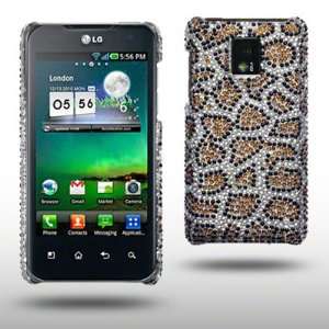  LG OPTIMUS 2X LEOPARD SPOTTED DIAMANTE DISCO BLING BACK 