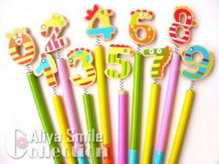 Set Cute Lovely Wooden Cartoon Pencils Pens Kids Party Gifts  