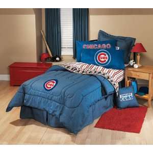  MLB Denim Bed Chicago Cubs Twin Comforter and Sheet Set 