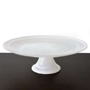 Grehom Glass Footed Cake Stand   White Alabaster; Beautiful Gift