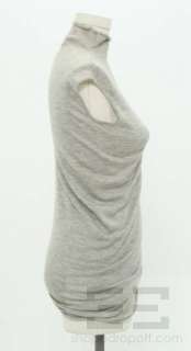   Heather Grey Cashmere Sleeveless Mock Neck Asymmetric Sweater Sz XS