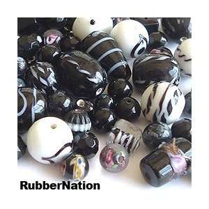 Jewelry Makers Lampwork Crystal Bead Mix BLACK WHITE 60 