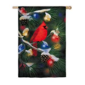  House Size Flag,Silk Reflections, Christmas Cardinal 