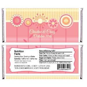  Love Is Blooming Coral & Yellow   Personalized Candy Bar 