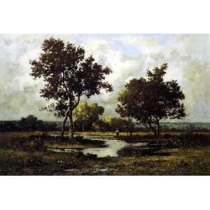   , painting name Peasant by a Pond, by Richet Leon