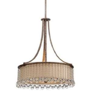 Antique Gold Linen and Crystal 20 Wide Pendant Chandelier 