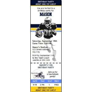  Chargers Colored Football Party Ticket Invitation Health 