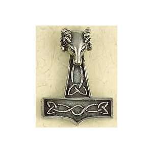 Thors Hammer Norse Pendant Necklace Silver Tone Charm Womens Mens 