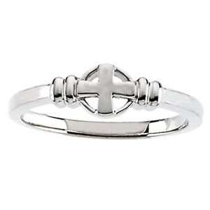  Chastity Cross Ring   14k White Gold Jewelry
