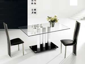 TransDeco Stainless Steel Glass Dining Table   NEW  