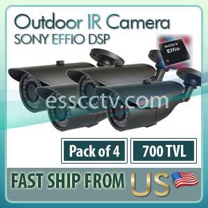   Bullet Security Camera 700 TVL 30 IR, SONY EFFIO, EX VIEW, DNR, 4 Pack