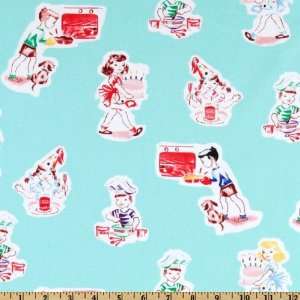  44 Wide Michael Miller Kid Chef Turquoise Fabric By The 