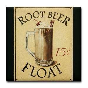  Root Beer Float Sign Art Art Tile Coaster by  