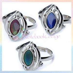 Magic Double Dolphin Mood Band Ring Color Changing Adjustable Size 