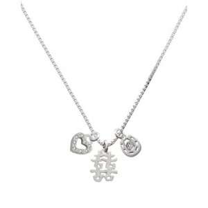  Silver Chinese Symbol Happiness, Love, and Luck Charm 