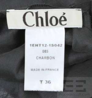 Chloe Charbon Grey Linen & Silk Draped Halter Top Size 36  