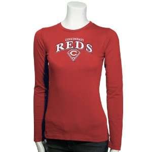  Cincinnati Reds Red Ladies Arch Logo Diamond Long Sleeve T 