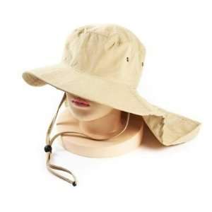   Ladies Wide Brim Summer Sun Protection Flap Hat Khaki 