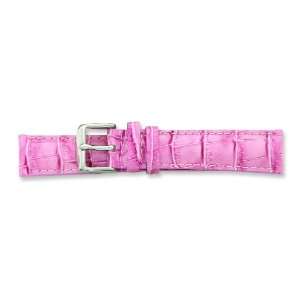 de Beer Pink Crocodile Grain Leather Watch Band 12mm