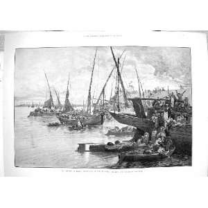  1883 CHOLERA EGYPT BOULAK CAIRO BARGES BOATS RIVER NILE 