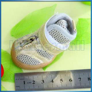 Gray & Golden Dog Pet Puppy PU Leather Mesh Shoes Boots  
