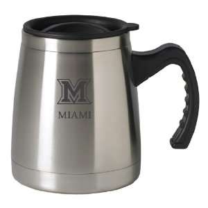 University of Miami Ohio   16 ounce Squat Travel Mug Tumbler   Silver 