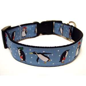  Penguins Blue 1 Christmas Dog Collar
