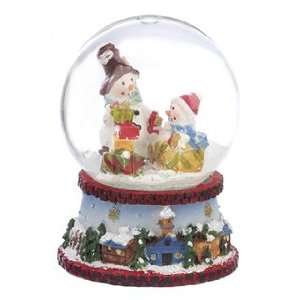  Mini Snowman Snow Globe   Red Christmas Ornament