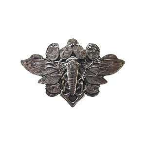  Cicada On Leaves Cabinet Knob, Brite Nickel