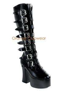 DEMONIA SLUSH 249 Womens Strappy Goth Knee High Platform High Heels 