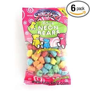 Snackerz Sour Bears, 8 Ounce Packages (Pack of 6)  Grocery 