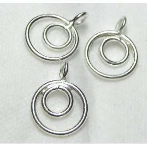  3 Thai   Hill Tribe Silver   Double Circle Pendants   13mm 