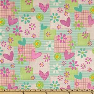   Mommy And Me Patchwork Aqua Fabric By The Yard Arts, Crafts & Sewing