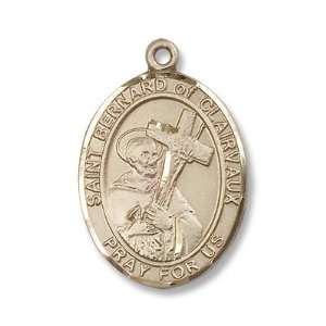 Gold Filled St. Bernard of Clairvaux Medal Pendant Charm with 24 Gold 